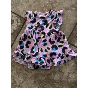 Posh Peanut Baby Girls 3-6 Bodysuit Twirl Dress Purple Leopard